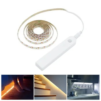 1m 2m 3m Estompat LED Strip lumină Senzor de Mișcare PIR AAA Baterii Auto on/off Scara dulap Dulap de bucătărie lampă de Noapte