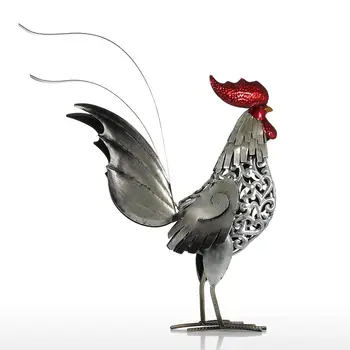 Tooarts, Sculptura Fier Cocoș Sculptură Din Metal Decor Acasă Animale De Artizanat Fier De Artă Cadou 2 Culori