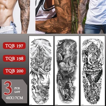 3 buc/lot Complet Brațul Autocolant Tatuaj Temporar rezistent la apa Negru Totem Mari Bratul Tatuaje False Pentru Barbati Femei Body Art Autocolant