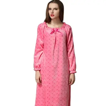 Femei pijamale camasi de noapte sleepshirts Toamna și iarna maneca lunga femei plus dimensiune flanel fleece coral Princess femeie