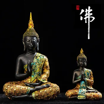 Noi 2020 Statuie A Lui Buddha Din Thailanda Buddha Sculptura Verde Rășină Realizate Manual Budismul Hindus Fengshui Figurina Meditație Decor Acasă