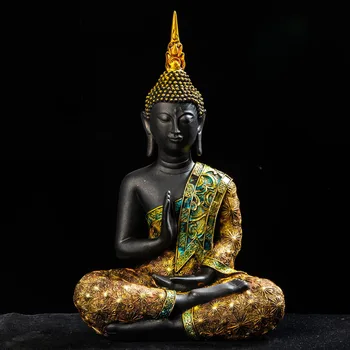 Noi 2020 Statuie A Lui Buddha Din Thailanda Buddha Sculptura Verde Rășină Realizate Manual Budismul Hindus Fengshui Figurina Meditație Decor Acasă