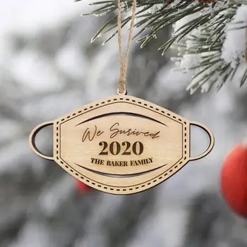 Personalizate Nume De Familie Ornament 2020 Tăiat Cu Laser Masca Decorare Pom De Crăciun Cadou