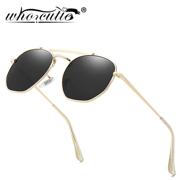CINE CUTIE Vintage Poligon ochelari de Soare Polarizat Bărbați Femei 2020 Designer de Brand Plat Obiectiv Cadru Metalic Ochelari de Soare Cool 3648 Nuante