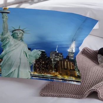 3D city landmark tipărite seturi de lenjerie de pat fundal albastru Statuia Libertății din New York imprimare moderne seturi de lenjerie de pat