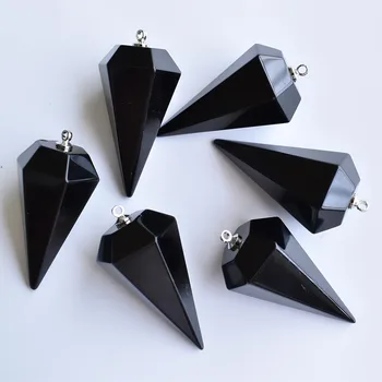 En-gros de 6 buc/lot 2020 noua moda Naturale Obsidian Formă de piramidă Pandantive 18x36mm Pentru Colier bijuterii de luare transport gratuit