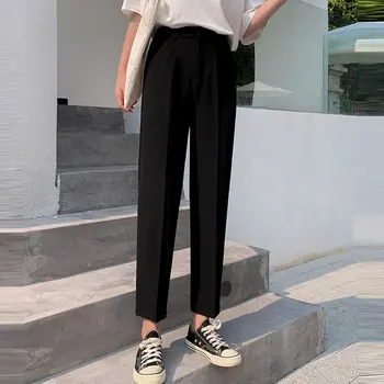 2021 Primăvară Noua Moda Femei Talie Inalta Glezna-lungime OL Pantaloni de Creion Toate potrivire Casual Negru Direct Office Pantaloni Femme V85