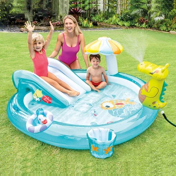 Parc de apă tobogane gonflabile, piscina pentru copii familie, crocodil de pulverizare a apei piscine baby ocean ball pool