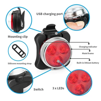 USB Reîncărcabilă Lumini pentru Biciclete Impermeabilă Ciclism Alb Față de Lumina Roșie din Spate Lumina Perfecta pentru Munte Casca de Lumină Lampă de Cap