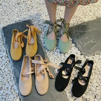 Femei balerini de Primavara Toamna Bomboane de Culoare Toc Plat Nod Balerini Pantofi Slip On Loafer dantelă pantofi femei Pantofi de lucru deget de la picior pătrat