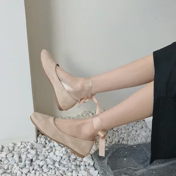 Femei balerini de Primavara Toamna Bomboane de Culoare Toc Plat Nod Balerini Pantofi Slip On Loafer dantelă pantofi femei Pantofi de lucru deget de la picior pătrat