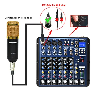 Freeboss SMR8 4 Mono + 2 stereo, 8 canale, 16 DSP bună calitate fierbinte vinde Bluetooth USB pentru a Juca Înregistrare audio profesionale dj mixer
