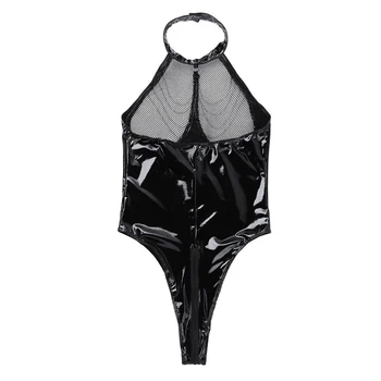 2020 XPAY Fierbinte Sexy Gotic Femei Lenjerie Erotica din Piele PU Corset Lanț de Gât Bodysuit Deschis Picioare Costume pentru Sex