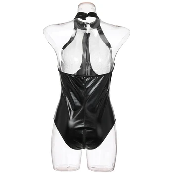2020 XPAY Fierbinte Sexy Gotic Femei Lenjerie Erotica din Piele PU Corset Lanț de Gât Bodysuit Deschis Picioare Costume pentru Sex