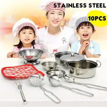 16pcs/Set din Oțel Inoxidabil Copii Casa de Bucătărie Jucarii de Gatit Vase Vase de Copii Pan Pretinde Juca Bucătărie Playset