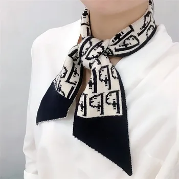Scrisoare De Design Eșarfă De Iarnă Pentru Femei Brand De Lux Tricotate Eșarfă Moda Decorative Multifunctional Cravată Elegantă Eșarfă Mică