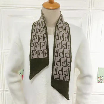 Scrisoare De Design Eșarfă De Iarnă Pentru Femei Brand De Lux Tricotate Eșarfă Moda Decorative Multifunctional Cravată Elegantă Eșarfă Mică