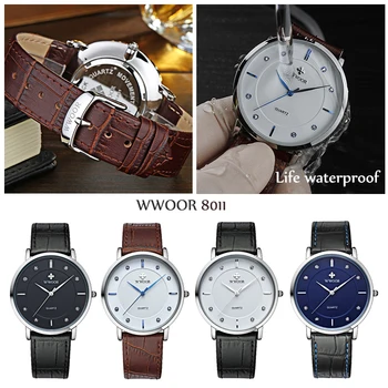 Vânzare Clearance-ul WWOOR Brand de Top Cuarț Mens Ceasuri de Lux Diamond Dial din Piele Impermeabil Ceasuri de Moda Ceas de mână pentru Bărbați