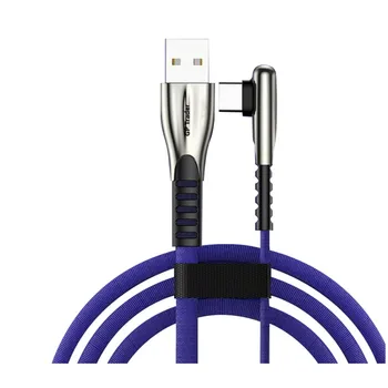 GP Comerciant 90 ° Cablu USB pentru Iphone, rapid de încărcare și de transmisie de date, nailon și cupru-2 metri-culoare albastru