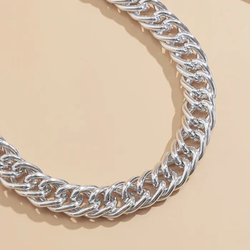 SHIXIN Egirl Cubanez Link-ul Lanț Colier pentru Femei Hip Hop Scurt Cravată Colar Colier pe Gât de Aur/Argint de Culoare Coliere Collier