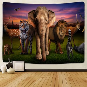2020New Stil Leu Tigru Animal World Tapiserie din Africa de Pășune Animale de Desene animate pe Perete Prosop de Plajă Subțire Yoga Boho Decor