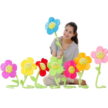16PCS de Pluș Flori Smiley, 40cm Lung Flexibil Tulpini 8 Culori Asortate Zâmbete Fericite Floarea-soarelui Cadou pentru Băieți și grils