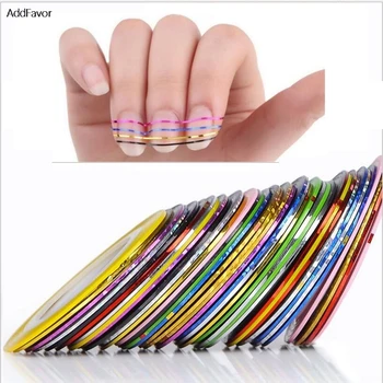 AddFavor 30buc Culori de Unghii Decor Benzi de Nails Art Design Benzi Manichiura Frumusete de Unghii Bandă Autocolant Instrumente Decal Linii