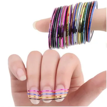 AddFavor 30buc Culori de Unghii Decor Benzi de Nails Art Design Benzi Manichiura Frumusete de Unghii Bandă Autocolant Instrumente Decal Linii