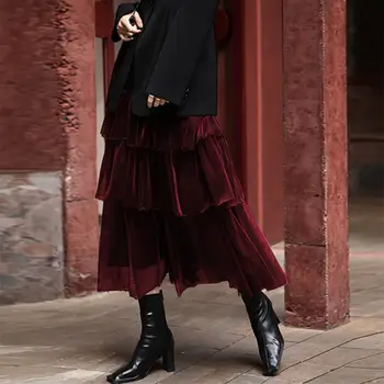 VONDA Femei Fuste 2021 Liber Casual Fuste Ciufulit Plus Size Solid de Culoare de Partid Streetwears Femme Talie Mare Boem Roba S-5XL