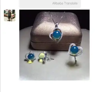 Natural Mexic blue amber inel cu rose gold inel argint 925 pentru femei inele