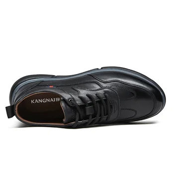 KANGNAI Oameni de Afaceri Casual Pantofi Rotund-Deget de la picior în aer liber Dantela-Up Pantofi de Piele de Om Încălțăminte