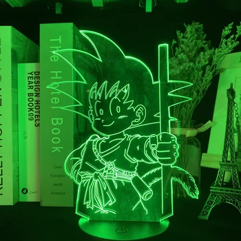 Anime Tineri Goku Figura Led Lumina de Noapte pentru Copii Decor Dormitor Veioza Rece Copil Ziua de nastere Cadou de Birou 3d Lampa Goku