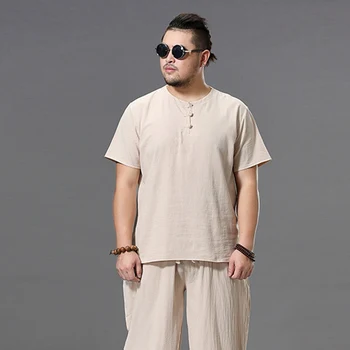 Vara tricou Barbati cu Maneci Scurte plus dimensiune 8XL 9XL 68 70 lenjerie de pat din bumbac tricouri stil Chinezesc Tang costum supradimensionat vintage tricou kaki