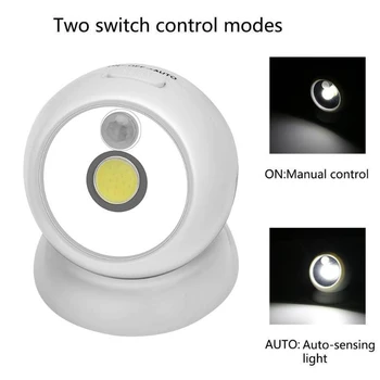COB LED Senzor de Mișcare PIR, Lumina de Noapte cu Baterii de Urgență a Cabinetului Coridor Dormitor Lampa Lumina alba