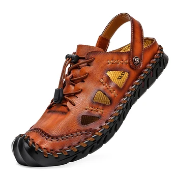 Elegant, de Înaltă Calitate, Piele naturala Sandale pentru Bărbați Respirabil Non-alunecare Pantofi Casual Summer Beach Pantofi pentru Bărbați de Mari Dimensiuni 47 48
