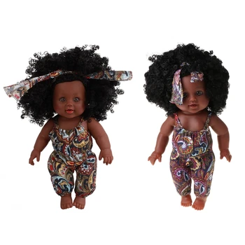 Negru Fata Păpuși Afro-American Joaca Moale Copil Nou-Născut Realist Păpuși Jucărie Pentru Copii Cadouri