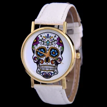 Noi de la GENEVA student cuarț moda pentru femei din piele craniu colorat ceasuri de lux doamnelor ceasuri de mână de sex feminin ceas și ceasuri