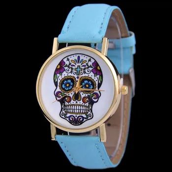 Noi de la GENEVA student cuarț moda pentru femei din piele craniu colorat ceasuri de lux doamnelor ceasuri de mână de sex feminin ceas și ceasuri