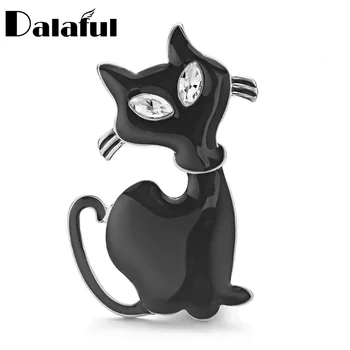 Dalaful Drăguț Pisică Neagră Brosa Ace Stras Ochi Jet Pisica Animal De Brose Pentru Femei Barbati Guler Pisica Pălării De Bijuterii Cel Mai Bun Cadou Z068