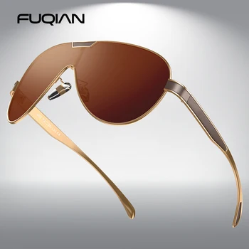 FUQIAN de Lux Polarizat ochelari de Soare Barbati de Brand Designer de Pilot de Metal Ochelari de Soare Moda de sex Masculin Aviației Ochelari de Lunetă De Soleil