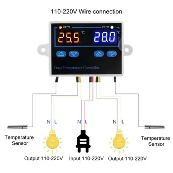 Dublu Termostat pentru Incubator 10A Ieșire Directă Termostat Digital Controler de Temperatura de Încălzire Răcire Control Comutator