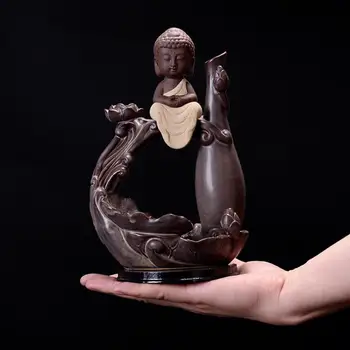 Tradițional, Un Călugăr, Buddha Fum Cascada Arzător de Tămâie Refluxul Budist Tămâie Titular Cu Cutie de Cadou +10buc Gratuit Conuri