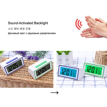 Mici De Călătorie Digital Ceas Cu Alarmă Control Vocal Activat De Sunet-Lumina De Fundal De Birou Ceas De Masa Timer Calendar Termometru Temperatura