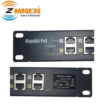 Gigabit Patch panel 12port Pasiv PoE Injector Rounk muntele 10/100/1000Mbps pentru 12 Camere IP, Telefoane VOIP sau Punct de Acces WiFi
