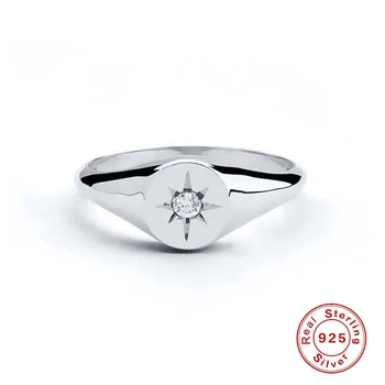 Aide Argint 925 Inele Pentru Femei Rotund Cu Opt Colțuri Zirconia Star Ring Moda Bijuterii De Lux Cadou Anel Masculino