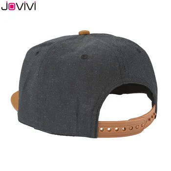 Jovivi Pălării De Vară Unisex Plat Bill Pălărie Design Bumbac Și Denim Piele Patch Snapback Hat Baseball Cap Sporturi În Aer Liber Capace De Pălării