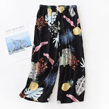Doamnelor Tipărite Vițel-lungime Pantaloni de Vara din Bumbac Largi Picior Somn Pantaloni Subtiri Stil Liber Pantalones Mujer Verano De Moda 2020