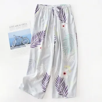 Doamnelor Tipărite Vițel-lungime Pantaloni de Vara din Bumbac Largi Picior Somn Pantaloni Subtiri Stil Liber Pantalones Mujer Verano De Moda 2020