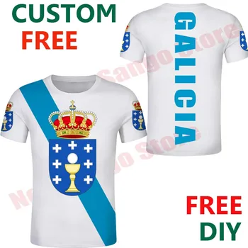Galicia am Personalizat Gratuit tricou SPANIOLĂ Galiza tricouri Steag Stema Tricouri DIY comunitate autonomă Nume de Oraș Numărul tricou