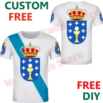 Galicia am Personalizat Gratuit tricou SPANIOLĂ Galiza tricouri Steag Stema Tricouri DIY comunitate autonomă Nume de Oraș Numărul tricou